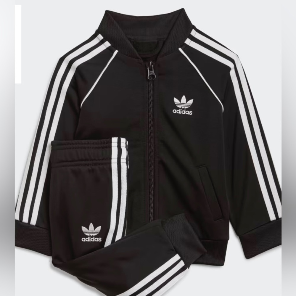 Kids Adidas track suit. Black and white